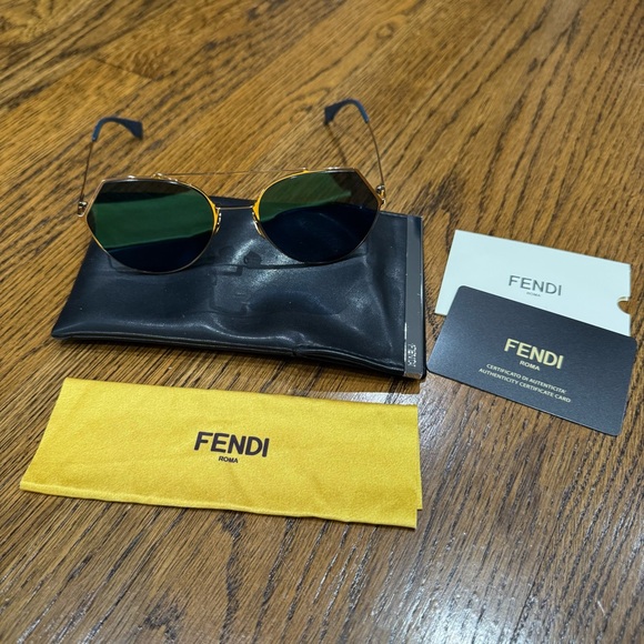 Fendi Blue/Gold 140MM Sunglasses - Picture 3 of 12